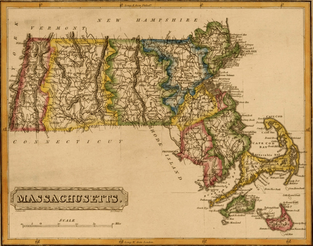 Massachusetts 1817 Poster Print showcasing early American history.