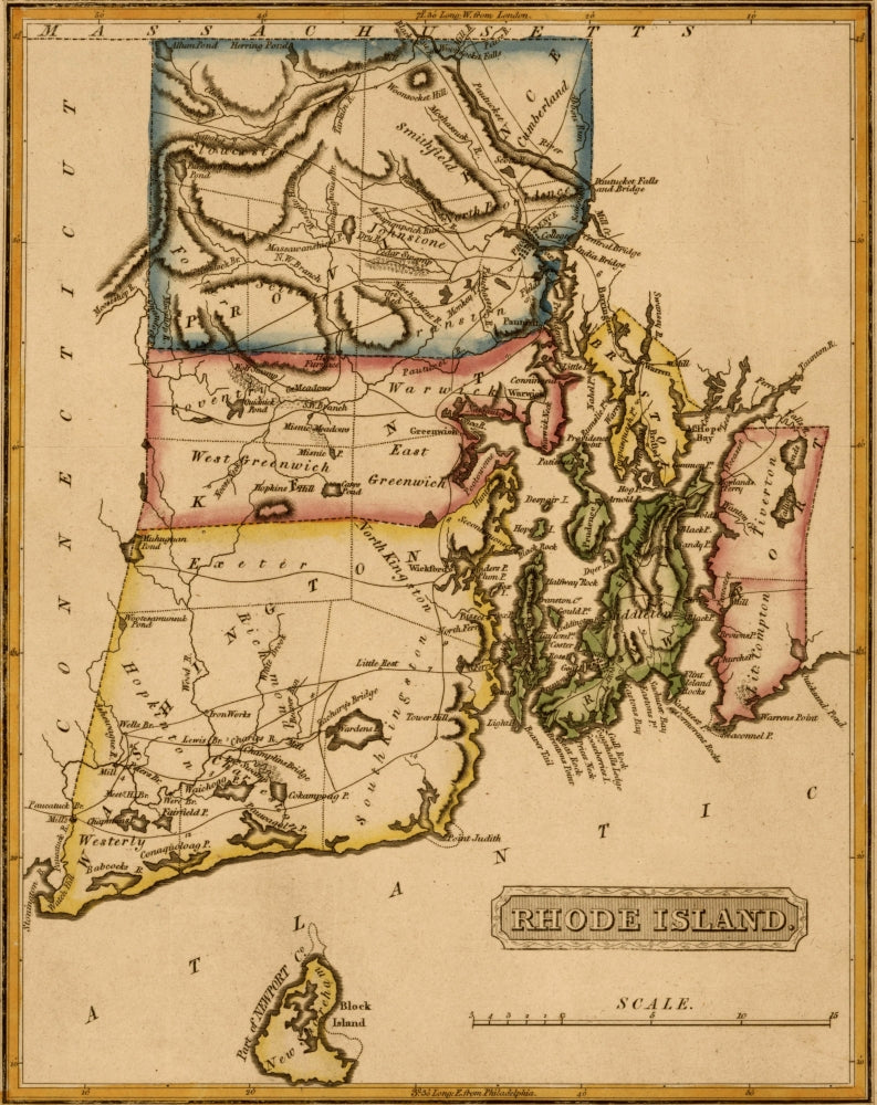 Rhode Island 1817 Historical Poster Print - Vintage Artwork