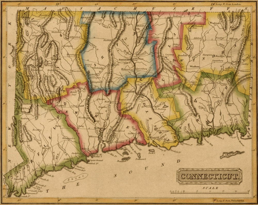 Connecticut 1817 Vintage Poster Print showcasing historical charm.