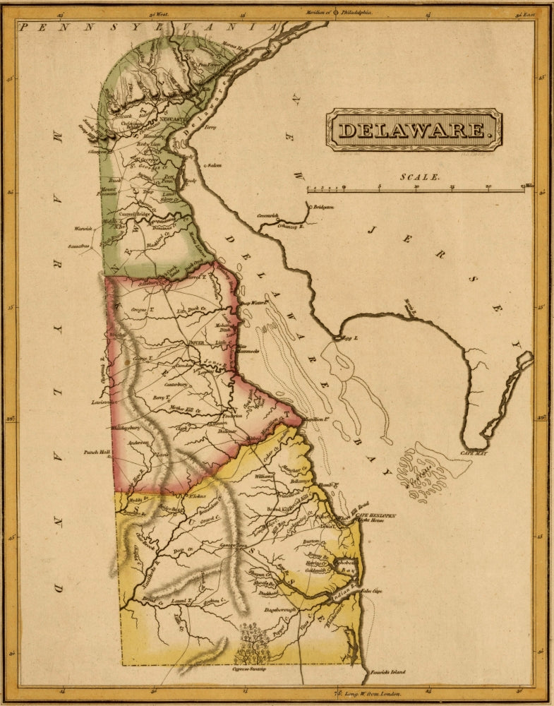 Delaware 1817 Historical Poster Print showcasing vibrant details.