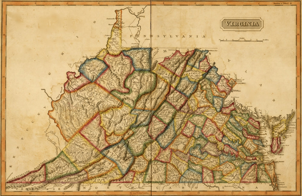Virginia 1817 Poster Print showcasing historic landscapes