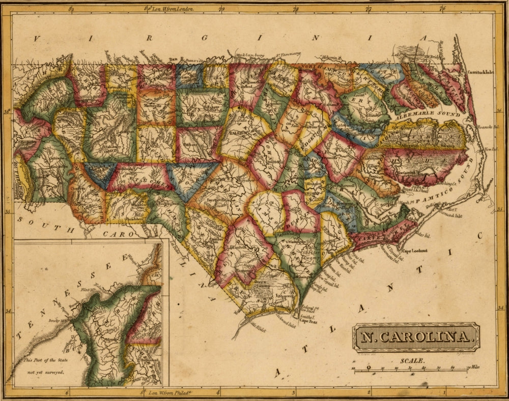 North Carolina - 1817 Vintage Poster Print showcasing historical charm.