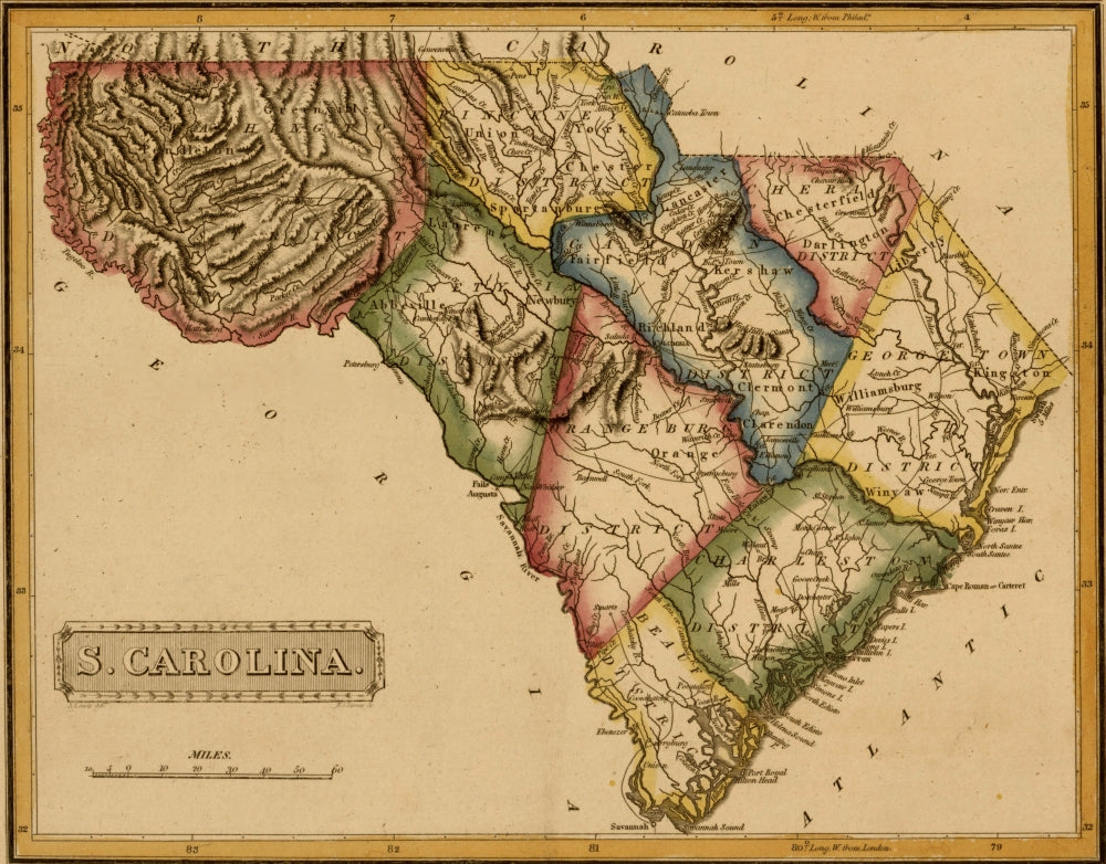 South Carolina - 1817 Poster Print showcasing historical beauty.