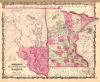 Minnesota & Dakota - 1862 Poster Print displayed in a stylish setting.