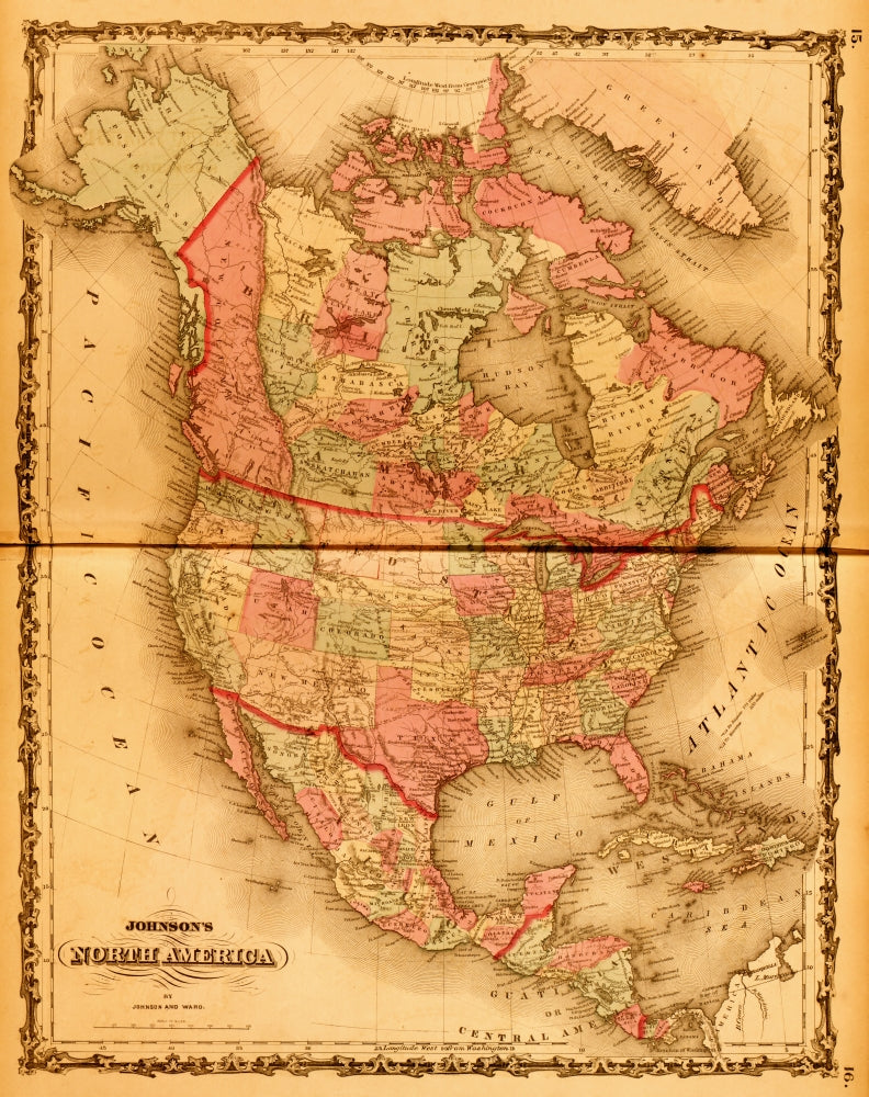 North America 1862 Historical Poster Print - Vintage Art