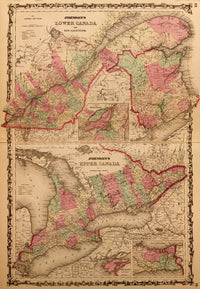 Lower Canada & New Brunswick 1862 vintage map poster print.