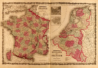 France, Holland & Belgium 1862 Vintage Poster Print