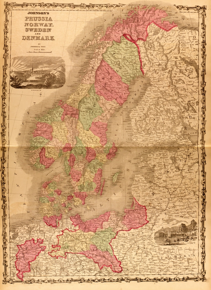 Russia, Norway, Sweden & Denmark 1862 Poster Print showcasing historical cartography