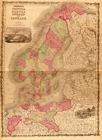 Russia, Norway, Sweden & Denmark 1862 Poster Print showcasing historical cartography