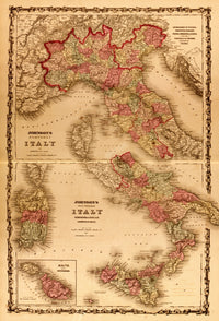 Italy 1862 Poster Print showcasing vintage artwork of Italy.