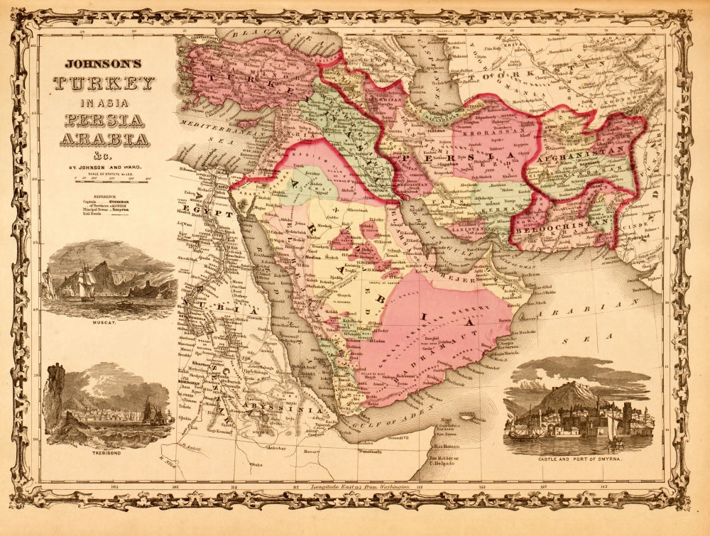 Middle East Turkey Persia Arabia 1862 Poster Print