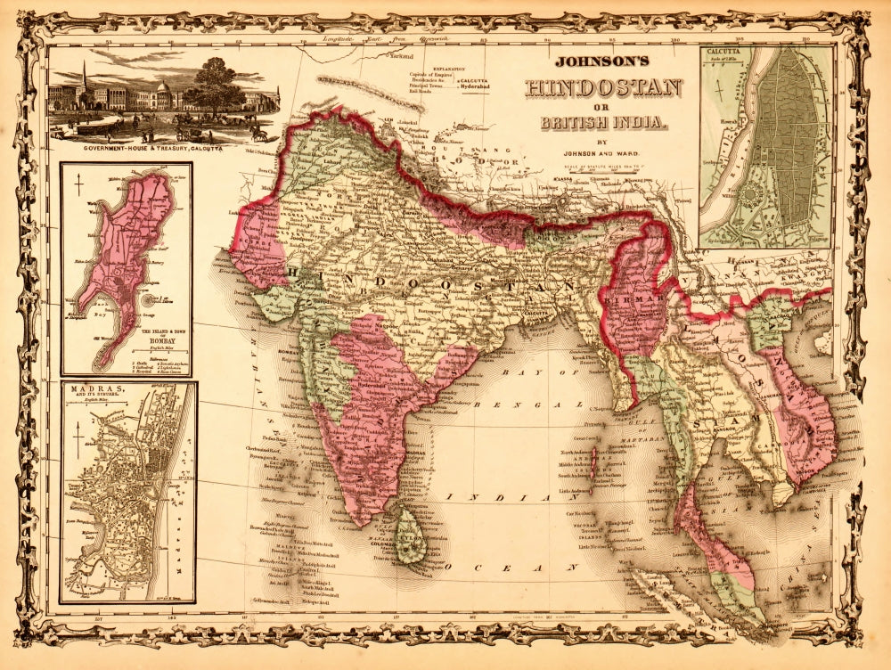 1862 India Hindustan Vintage Poster Print