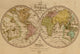 1844 World Map Poster Print featuring vintage cartography art.