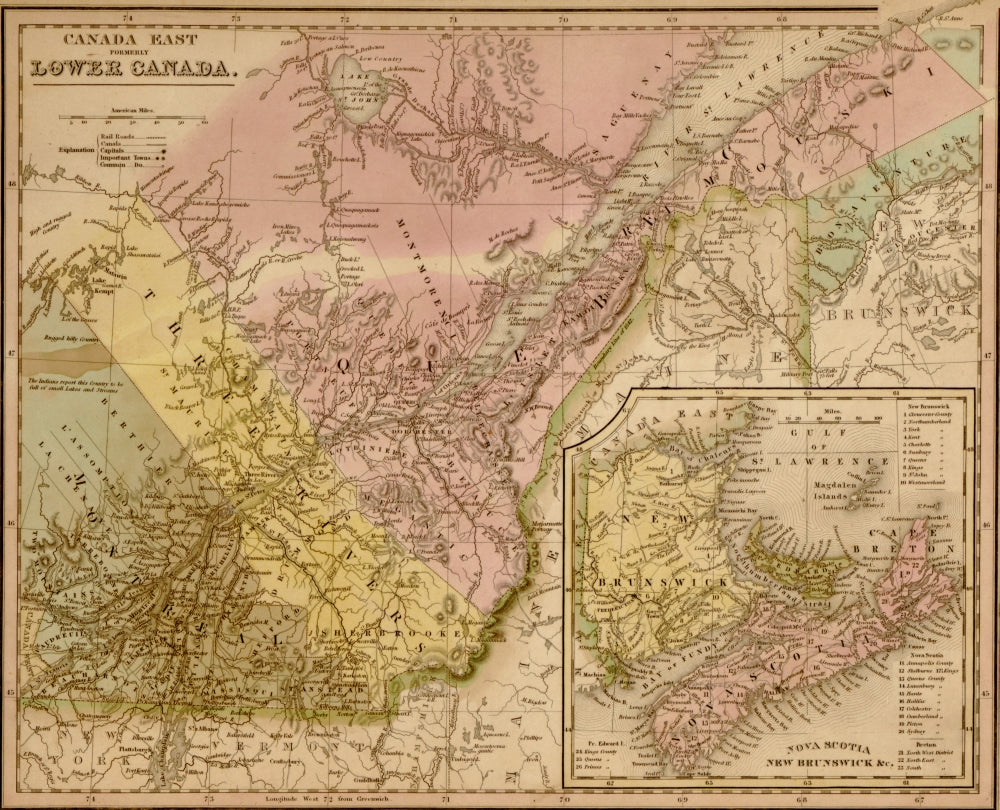 Lower Canada 1844 Poster Print showcasing historical artwork.