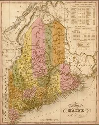Maine 1844 Vintage Poster Print showcasing historical landscapes.