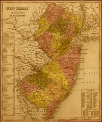 New Jersey 1844 historical map poster print, showcasing intricate details.