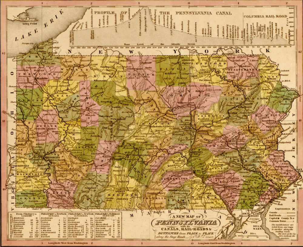 Pennsylvania 1844 Historical Poster Print