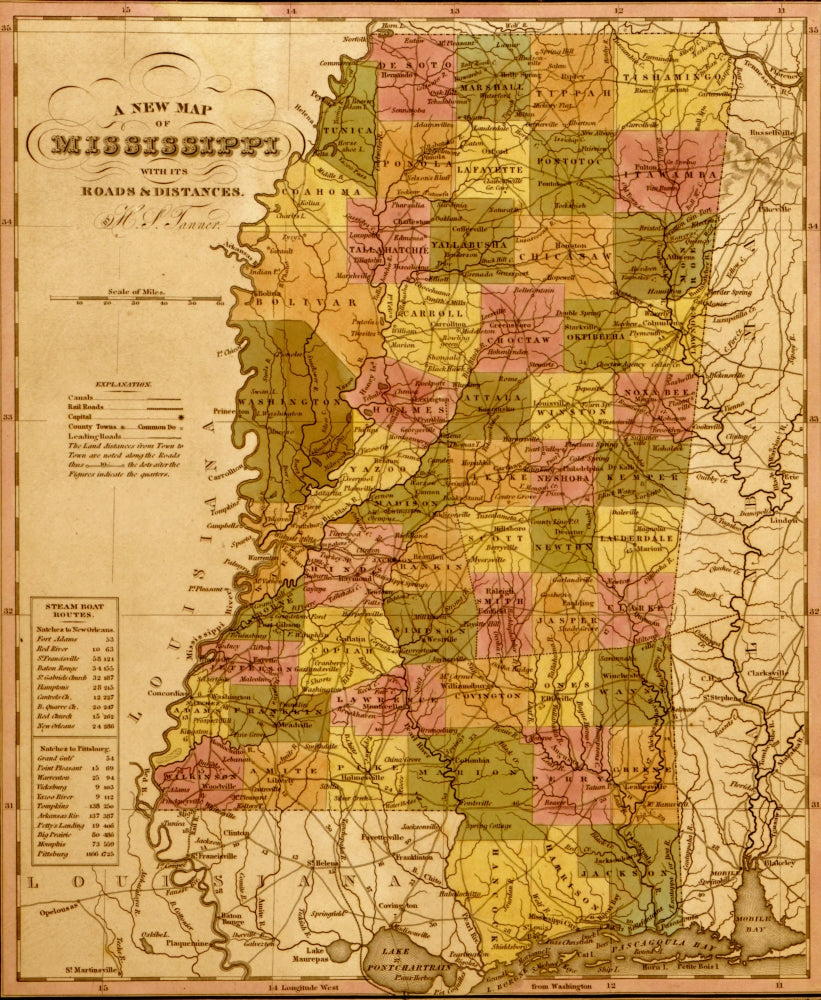 Mississippi 1844 Vintage Poster Print showcasing historical artwork