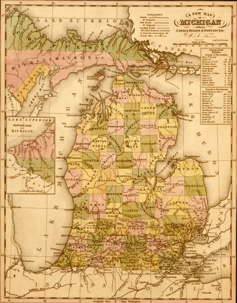 Michigan 1844 Historic Poster Print showcasing the state's heritage.