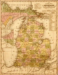 Michigan 1844 Historic Poster Print showcasing the state's heritage.
