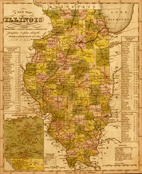 Illinois 1844 Historical Poster Print showcasing the rich history of Illinois.