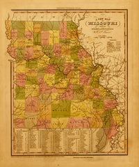 Missouri 1844 Historical Poster Print showcasing vibrant colors and intricate details.