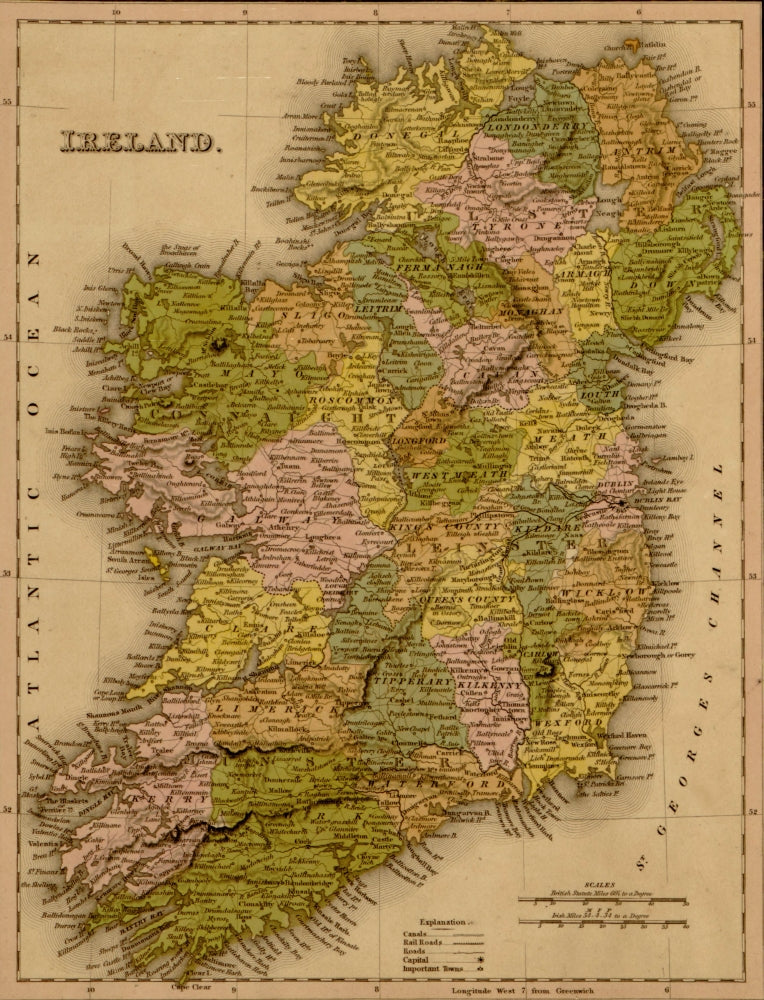 Ireland 1844 Poster Print showcasing historical art.