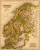 Sweden and Norway 1844 historic map poster print