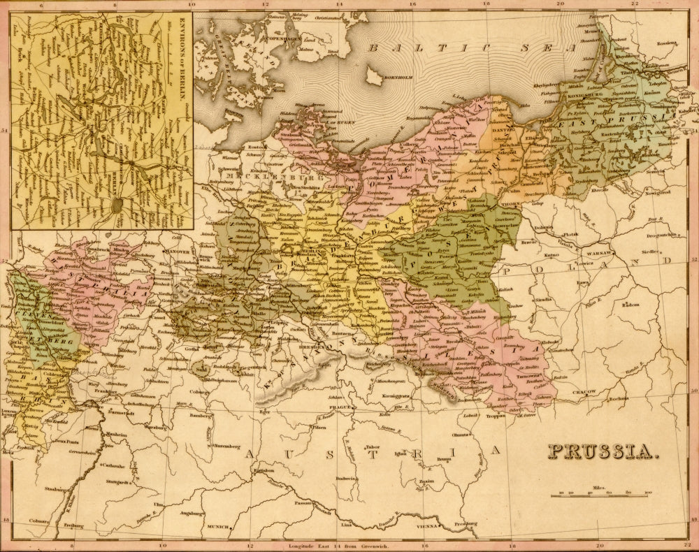Prussia 1844 Historic Poster Print showcasing intricate details.
