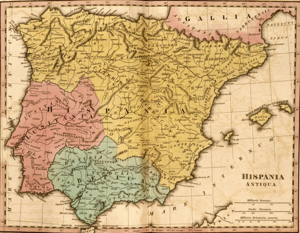 Spain or Hispania Vintage Poster Print showcasing vibrant colors and intricate details.