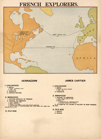 French Explorers Cartier & Verrazano Poster Print showcasing historic exploration.