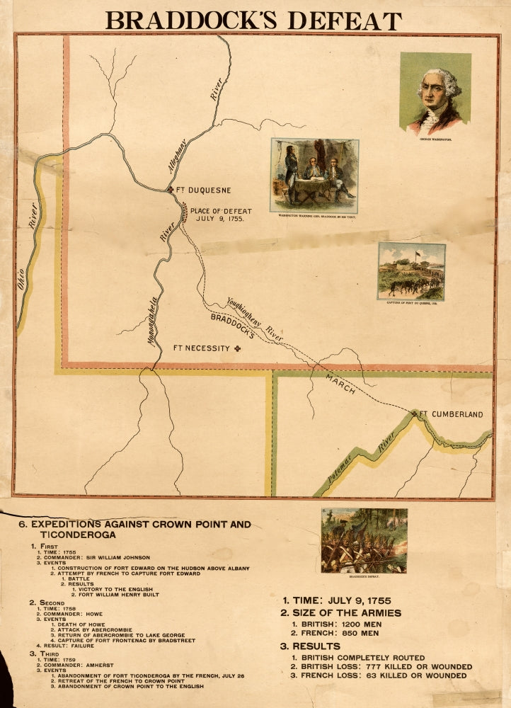 Braddock's Defeat Poster Print showcasing historical military artwork.