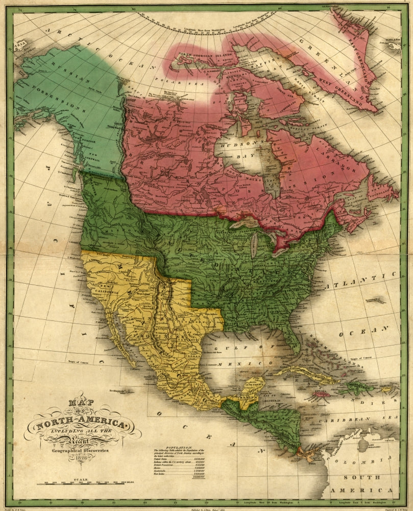 North America 1826 Historical Map Poster Print