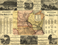 Chicago Business District Map Poster Print featuring inset map and views