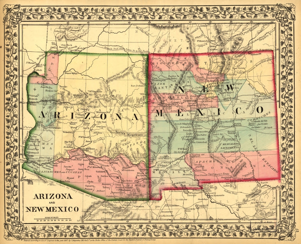 Arizona & New Mexico scenic poster print showcasing vibrant landscapes.