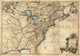 North America map poster print featuring roads, distances, and villages.