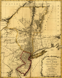 Mappa Geographica Nova Eboraci and Nova Jersey poster print by Claudius Joseph Sauthier