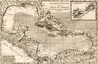 Les Isles Antilles et le Golfe du Mexique Poster Print showcasing vibrant Caribbean scenery.