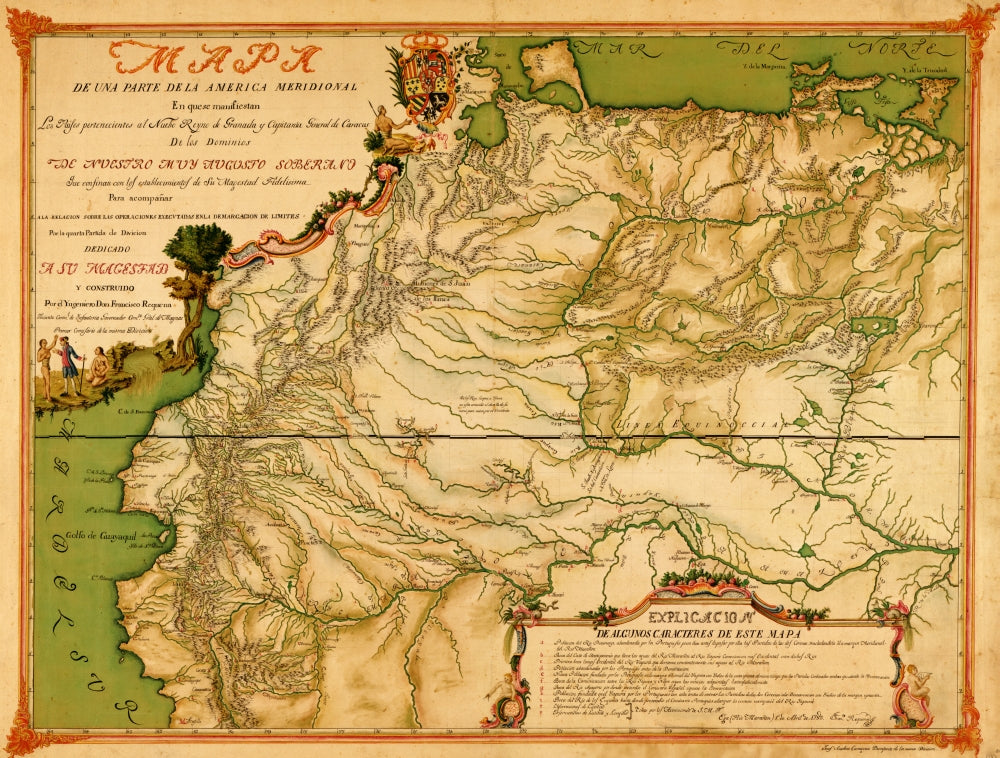 Mapa de América Meridional poster print by Don Francisco Requena, detailed historical map of South America.