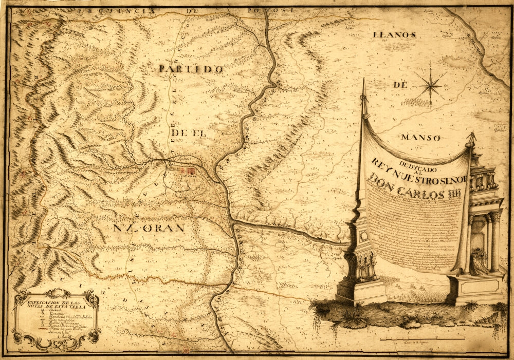 Plan Topografico del Valle de Centa Poster Print showcasing topographic details