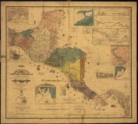 Carta de los Estados de America Centro Poster Print showcasing an intricate historical map.