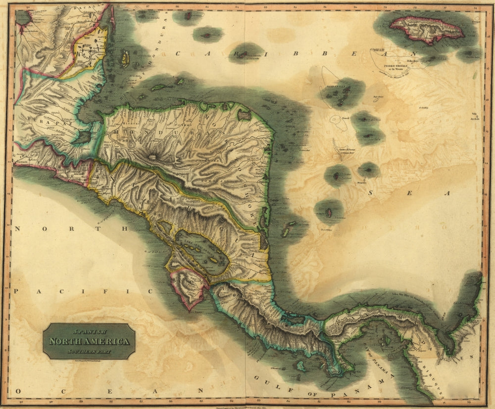 Spanish Central America Poster Print showcasing vibrant culture and landscapes.