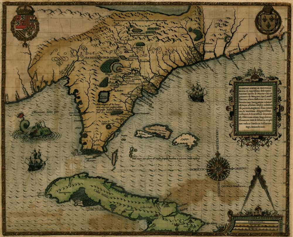 Floridae Americae Provinciae Recens Descriptio Poster Print depicting early American exploration.