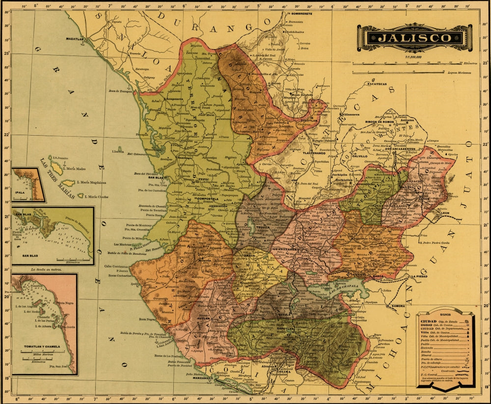Jalisco 1844 Art Poster Print showcasing the cultural beauty of Jalisco, Mexico.