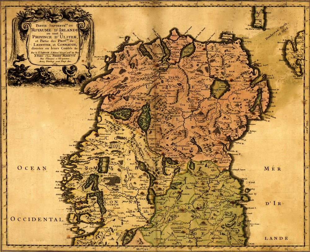 Partie Septentrionale du Royaume d'Irlande Poster Print showcasing Ulster and Leinster