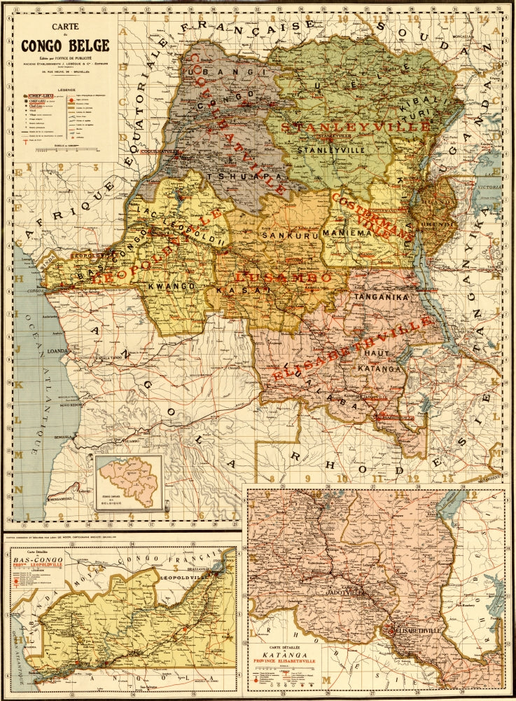 Belgian Congo 1896 Poster Print showcasing historical artwork