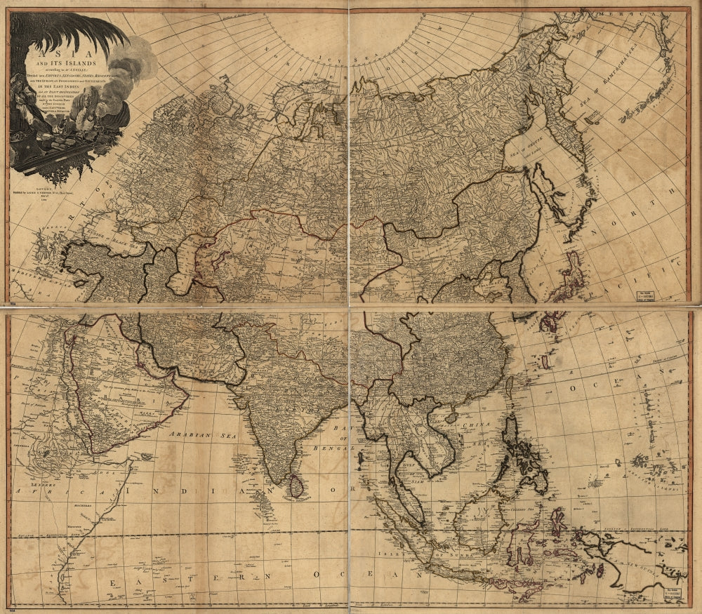 Asia and Its Islands Map Poster Print showcasing detailed cartography.