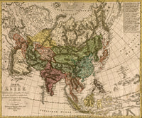Asia Map Poster Print showcasing detailed geographical features
