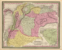 Venexuela, New Grenada & Ecuador 1849 Historical Map Poster Print