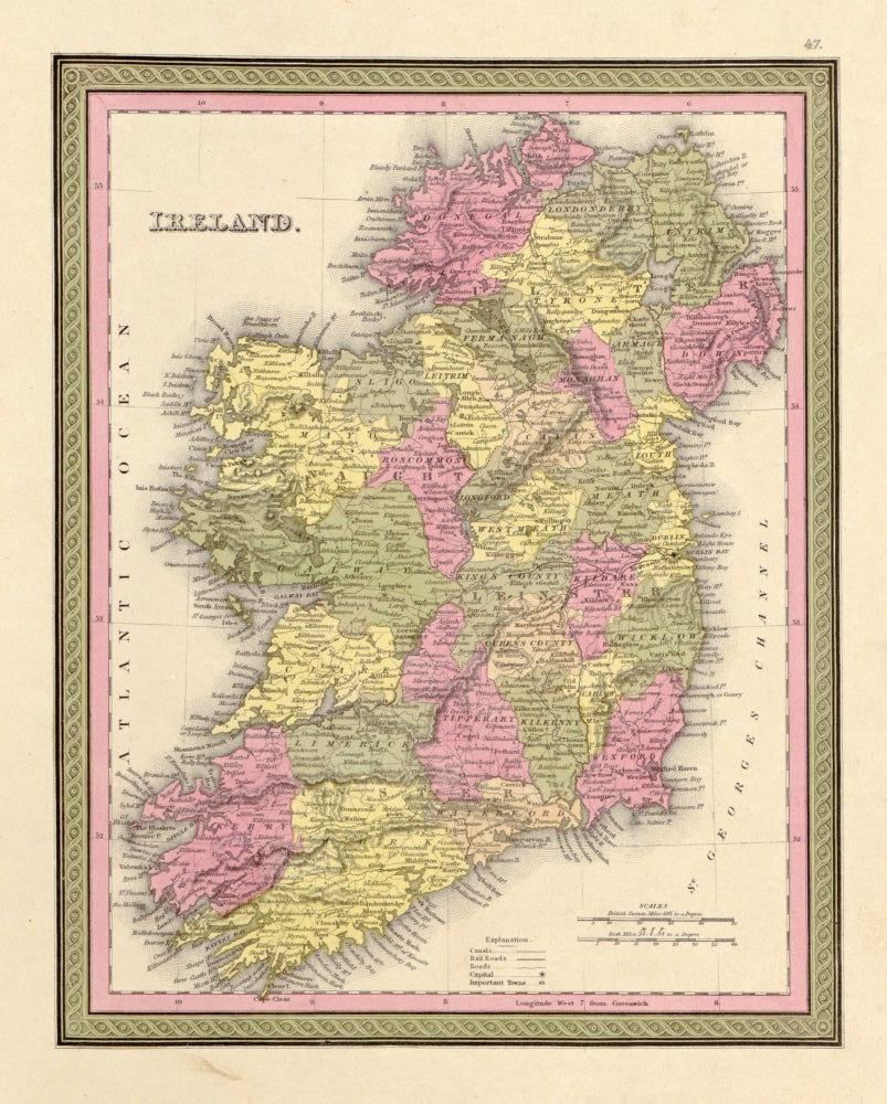 Ireland 1849 Historical Poster Print on premium paper.